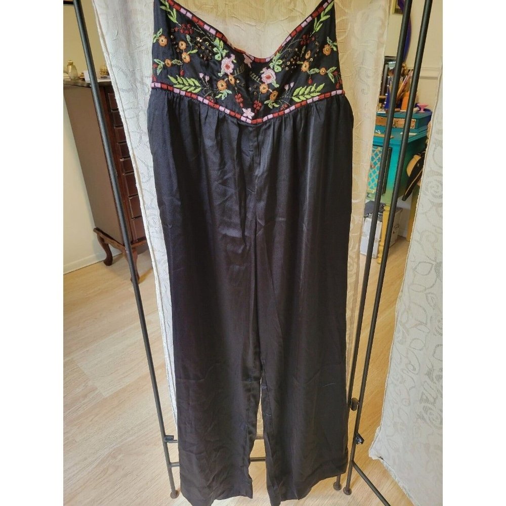 New sz 4 free people beaded crop top 2 pc petra set pants beaded embroidered - Picture 5 of 5